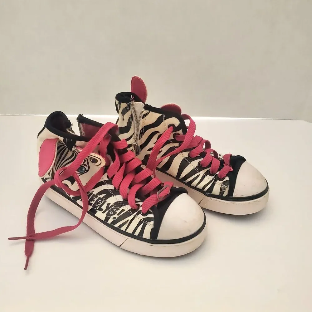 Heely’s Pink Youth Size 3 Lace Up Shoes Girl's Zebra Style Skate Shoes Striped